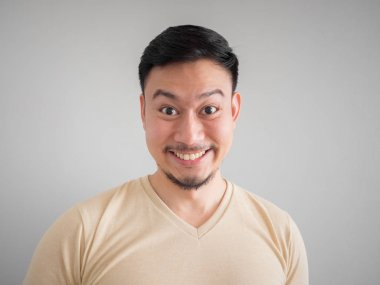 Headshot Asya adam sakal ve bıyık mutlu yüz.