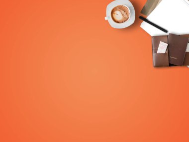 Boşaltmak tablo arka plan pasaport öğelerle Üstten Görünüm.