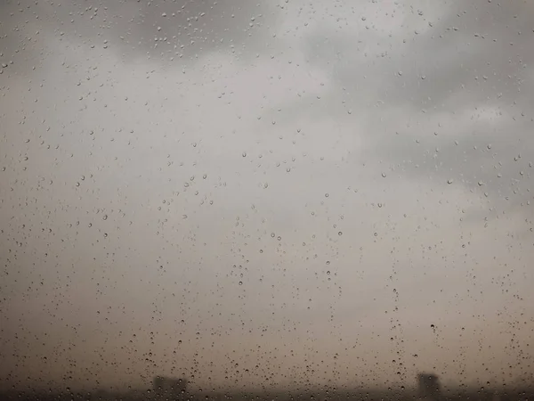 Water Druppels Vensterglas Met Sfeer Toon Van Regenachtige Dag — Stockfoto