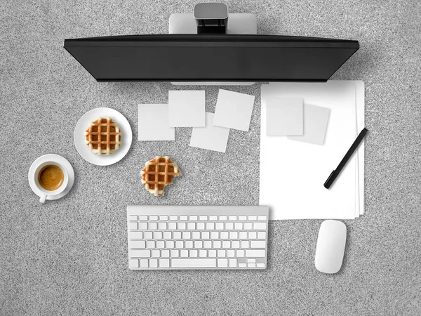 Top view of office desk with document papers. — Stock Photo, Image