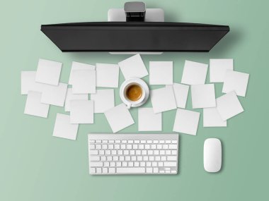 Çok fazla not ile meşgul ofis Masası.