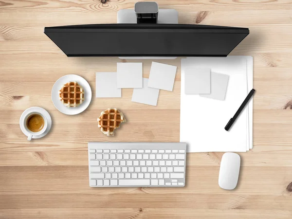 Top view of office desk with document papers. — Stock Photo, Image