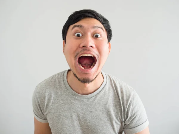 Funny face of bad breath man. — Stock Photo, Image