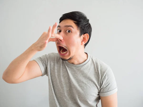 Funny face of bad breath man. — Stock Photo, Image