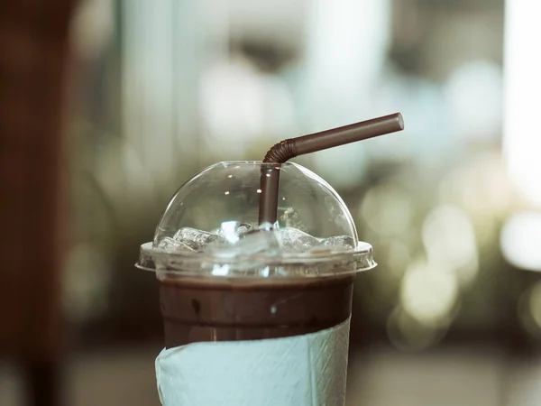 Close Van Iced Chocolade Drankje Bar — Stockfoto