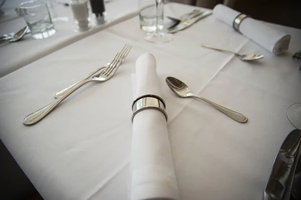 Elegant table arrangement in restaurant
