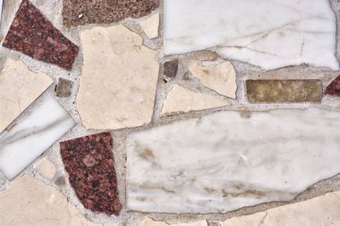 Farklı parçalar yer metnin altına ile mermer arka plan