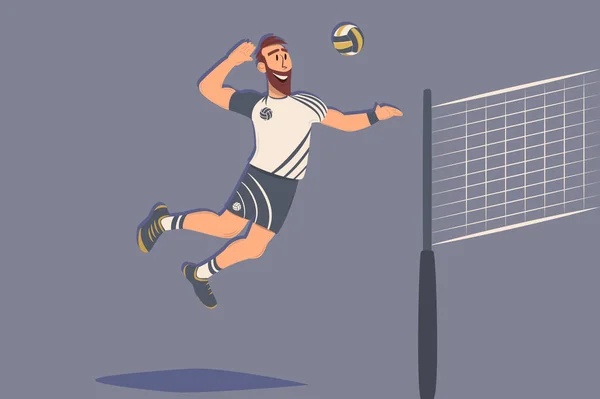 Joueur de volley-ball avec balle. Caractère comique — Image vectorielle