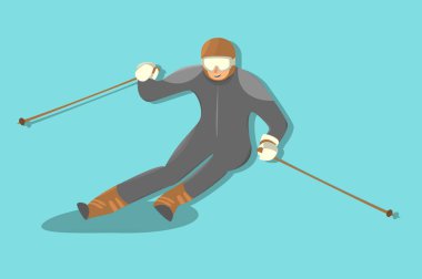 Alp disiplini komik sporcu. çizgi film karakteri