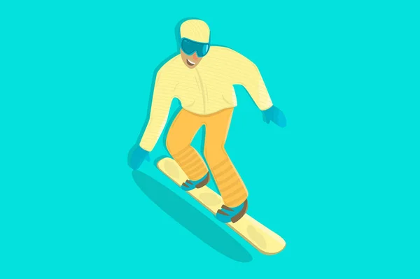 Snowboarder. Un personnage comique. Caricature — Image vectorielle