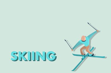 Komik Kayakçı olarak atlama. Düz spor karakter