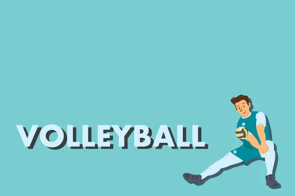 Joueur de volley-ball avec balle. Caractère comique — Image vectorielle