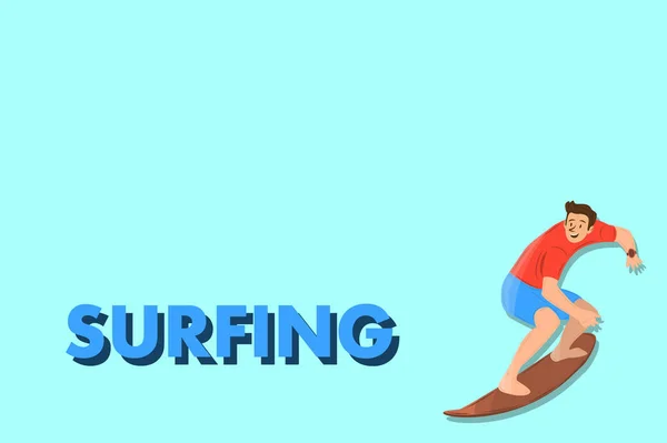 Un surfeur. Caractère comique — Image vectorielle