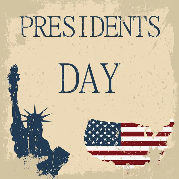 Προέδρων ημέρα. Χάρτης της Αμερικής. Το άγαλμα της ελευθερίας — Διανυσματικό Αρχείο