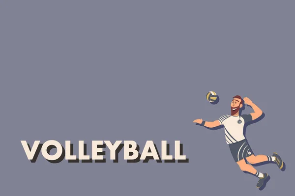 Jugador de voleibol de dibujos animados con pelota. Carácter cómico — Vector de stock
