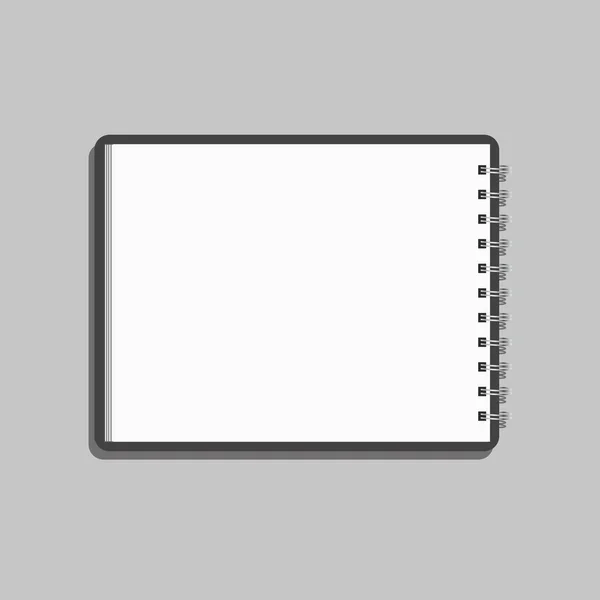 灰色の背景に分離された空白の現実的なスパイラル メモ帳ノート — ストックベクタ
