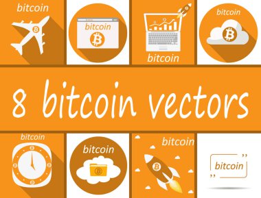 8 bitcoin vektörler web tasarımı için