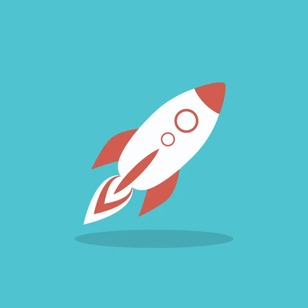 Rocket symbol for web design in flat — Stock Vector