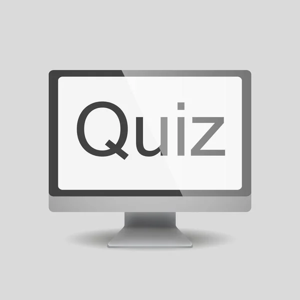 Quiz al computer. monitor realistico — Vettoriale Stock