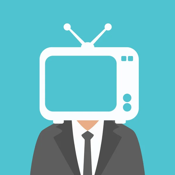 TV en la cabeza del hombre — Vector de stock