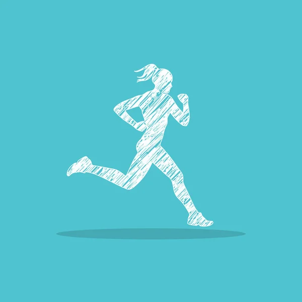Ragazza in corsa. logo della maratona — Vettoriale Stock