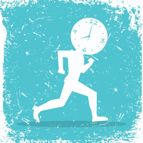 Runner with clock on the head — Stock Vector