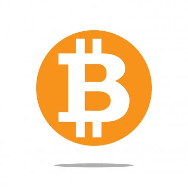 Bitcoin Cripto para blockchain. Bitcoin düz logosunun turuncu zemin üzerine. Bitcoin vektör etiket web tasarımı için