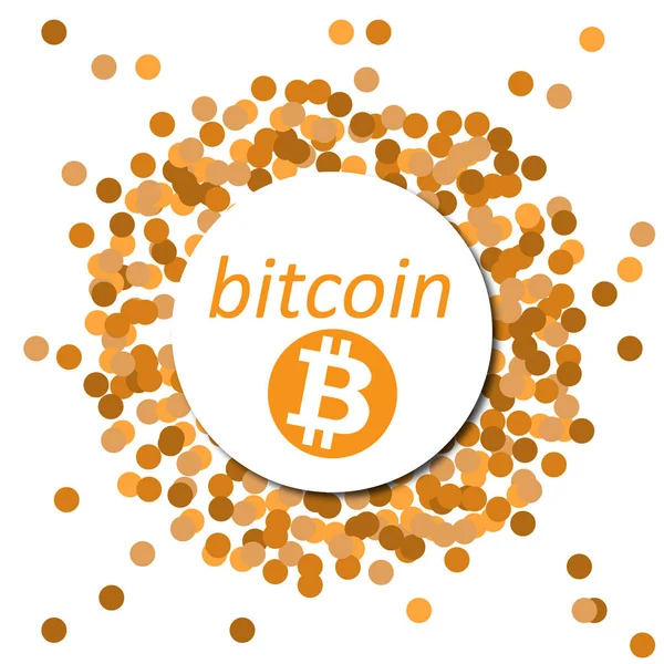 Bitcoin-Cripto-Währung Blockchain. Bitcoin flaches Logo auf orangefarbenem Hintergrund. Bitcoin-Vektor-Aufkleber für Webdesign — Stockvektor