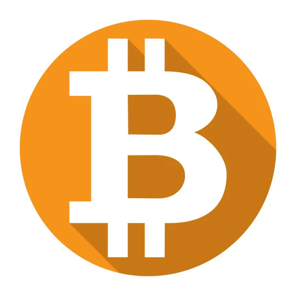 Bitcoin Cripto blockchain moneda. Logo plano de Bitcoin sobre fondo naranja. Etiqueta engomada vector Bitcoin para el diseño web — Vector de stock