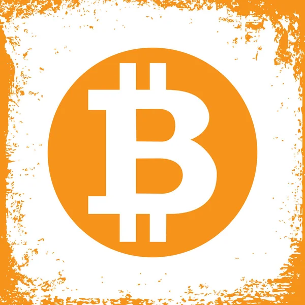 Bitcoin-Cripto-Währung Blockchain. Bitcoin flach Logo. Grunge-Hintergrund — Stockvektor