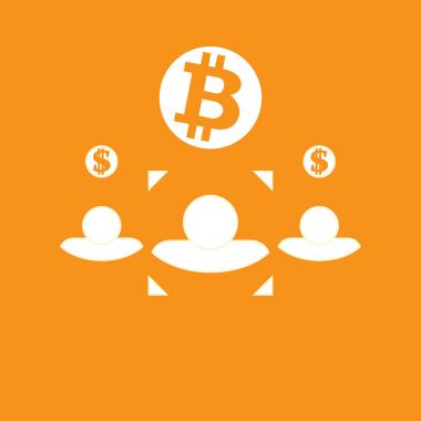 konuşma balonları olan adam. bigest bitcoin olduğunu