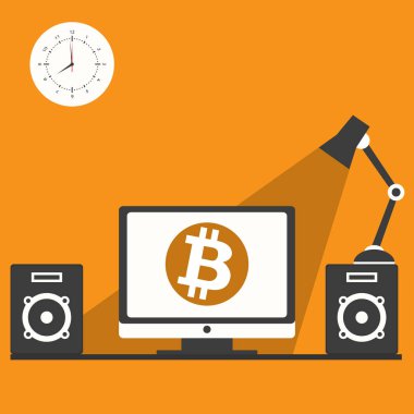 Cihazlar ile masaüstü çalışma alanı. Bitcoin web tasarımı için