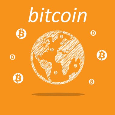 Web tasarımı için serin dünya ile Bitcoin logo