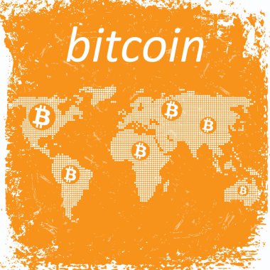 Web tasarımı için grunge toprakla Bitcoin logosu