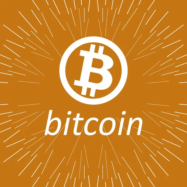 Bitcoin-Cripto-Währung Blockchain. Bitcoin flaches Logo auf orangefarbenem Hintergrund. Bitcoin-Vektor-Aufkleber für Webdesign — Stockvektor