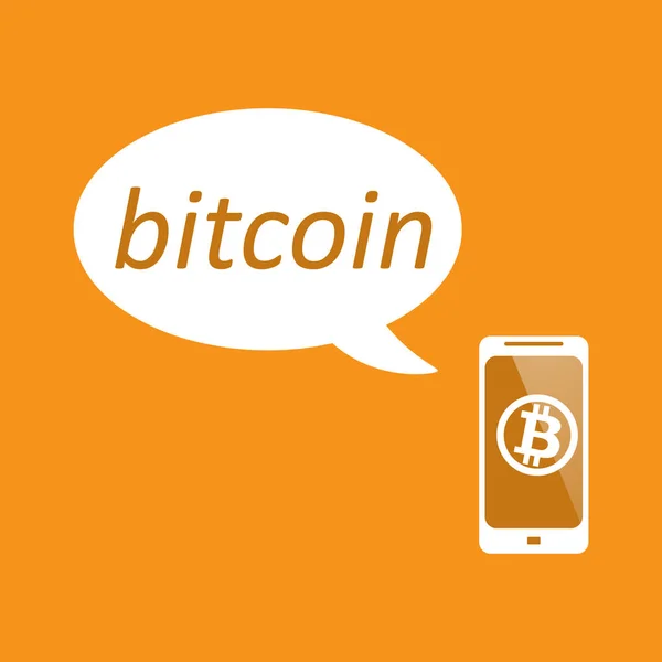 Teléfono con bitcoin para diseño web — Vector de stock