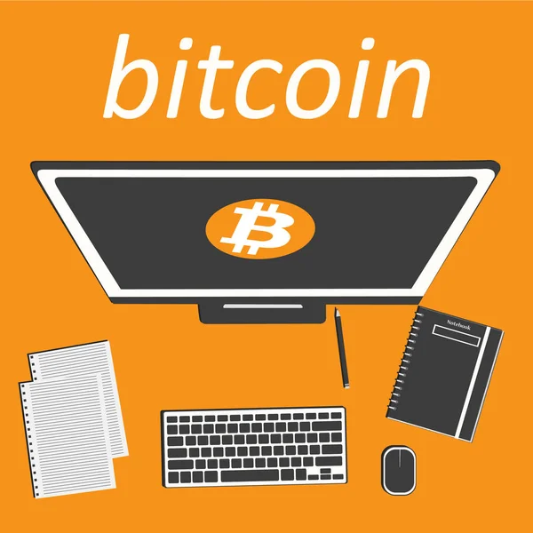 Cihazlar ile masaüstü çalışma alanı. Bitcoin web tasarımı için