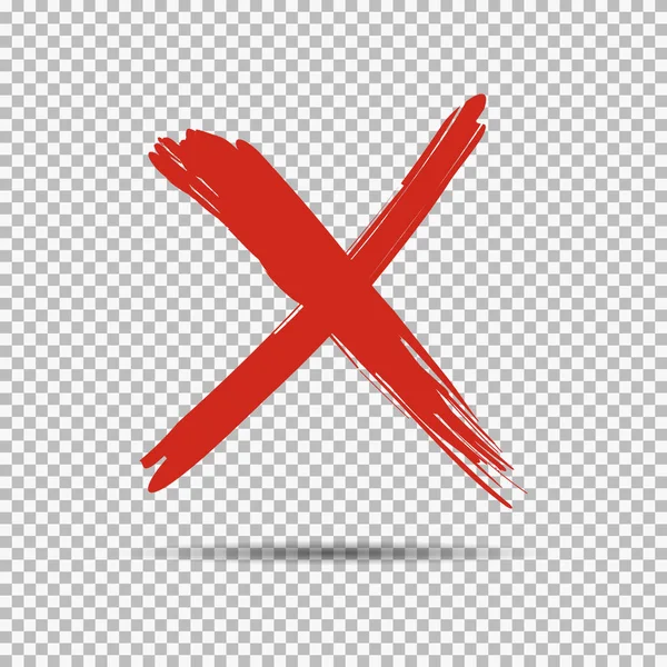 Una croce rossa, x, su sfondo trasparente — Vettoriale Stock