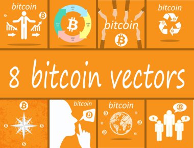 8 bitcoin vektörler web tasarımı için