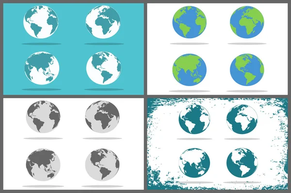 Un grande set di icone del pianeta Terra. Icona del pianeta Terra piatto. Illustrazione vettoriale di design piatto per banner web, web e mobile, infografica . — Vettoriale Stock