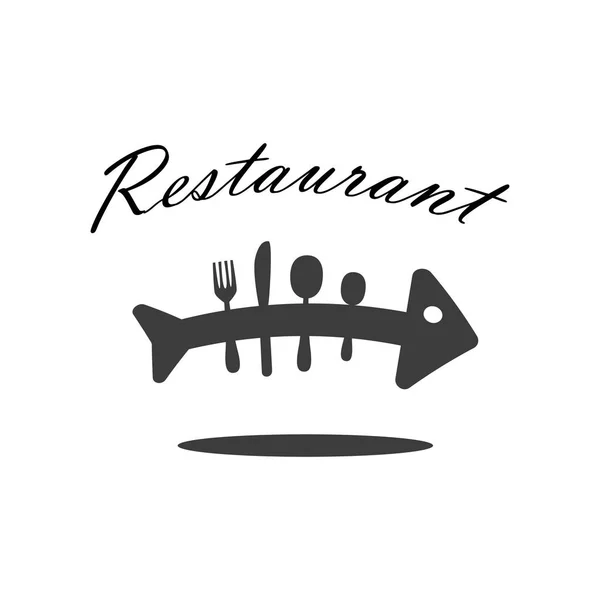 Bir restoran logosu web için. Balık logosu — Stok Vektör