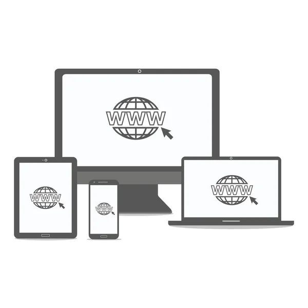 Dispositivos para oficina con logotipo del sitio web — Vector de stock