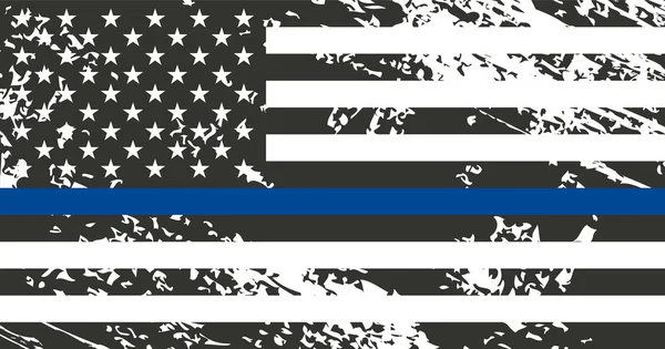 Una bandera americana simbólica de apoyo a la aplicación de la ley. policía . — Vector de stock