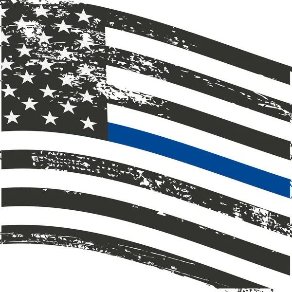 Una bandera americana simbólica de apoyo a la aplicación de la ley. policía . — Vector de stock