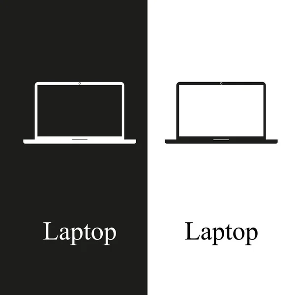Laptop preto e branco para web — Vetor de Stock