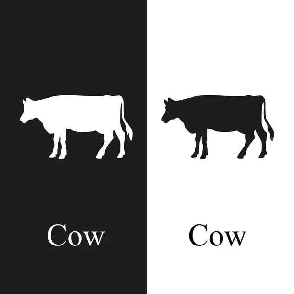 Cow logo in black and white for web design — Stock Vector