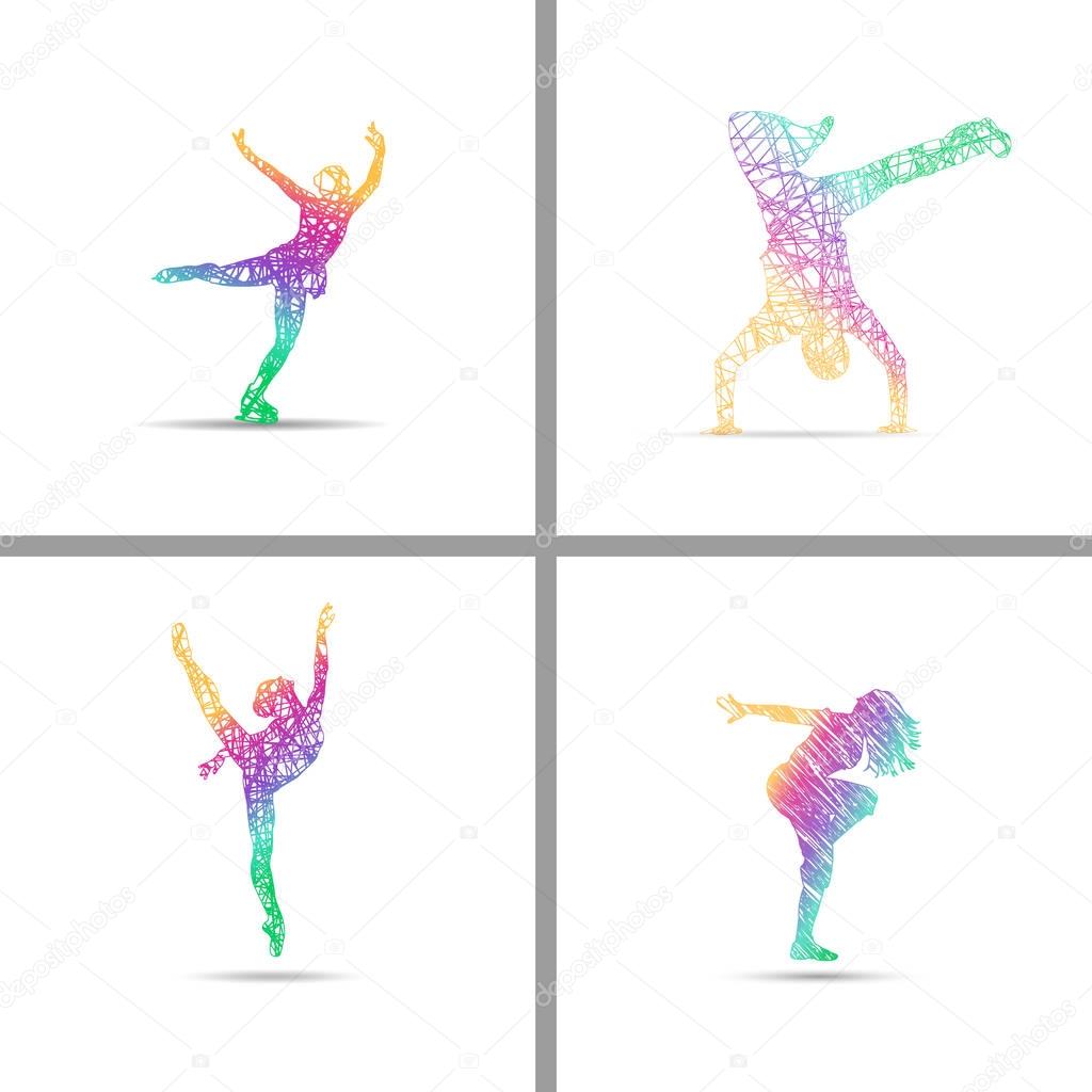 Set of diferent dance style fir web design