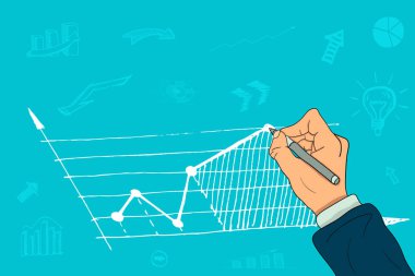 Bir iş adamı el bir büyüme grafik çizer