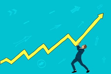 İşadamı kadar Rating grafik, okları yönlendirir