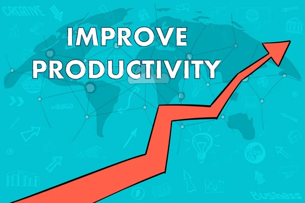 Förbättra produktiviteten banner. Cloud konceptet. pil upp. — Stock vektor